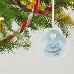 Hallmark A Heart Remembered 2023 Porcelain Ornament 9 Hallmark A Heart Remembered 2023 Porcelain Ornament -Hallmark Toys Shop A Heart Remembered Seashell Keepsake Ornament 1799QHX3037 02