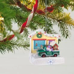 Hallmark Happy Holiday Parade Collection Anita's Pet Shop Musical Ornament With Light -Hallmark Toys Shop Anitas Pet Shop Store and Truck Keepsake Ornament 3499QGO2519 02