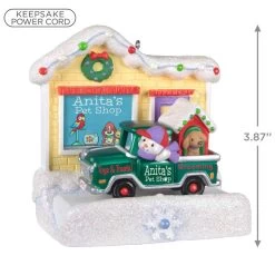 Hallmark Happy Holiday Parade Collection Anita's Pet Shop Musical Ornament With Light -Hallmark Toys Shop Anitas Pet Shop Store and Truck Keepsake Ornament 3499QGO2519 03