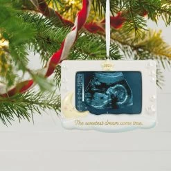 Hallmark Sweetest Dream Come True 2023 Porcelain Photo Frame Ornament -Hallmark Toys Shop Baby Sonogram Picture Frame Keepsake Ornament 1999QHX3117 02