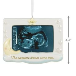 Hallmark Sweetest Dream Come True 2023 Porcelain Photo Frame Ornament -Hallmark Toys Shop Baby Sonogram Picture Frame Keepsake Ornament 1999QHX3117 03