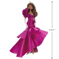 Hallmark Barbie™ Pink Collection™ 2023 Porcelain And Fabric Ornament -Hallmark Toys Shop Barbie in Hot Pink Dress Keepsake Ornament 4999QXI7007 03