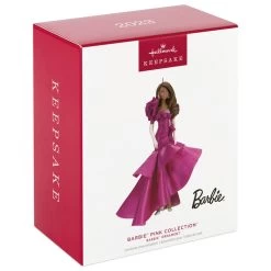 Hallmark Barbie™ Pink Collection™ 2023 Porcelain And Fabric Ornament -Hallmark Toys Shop Barbie in Hot Pink Dress Keepsake Ornament 4999QXI7007 04