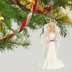Hallmark Crystal Barbie™ Ornament -Hallmark Toys Shop Barbie in White Dress Keepsake Ornament 1899QXI6997 02