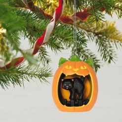 Hallmark Happy Halloween! Ornament -Hallmark Toys Shop Black Cat Pumpkin Diorama Keepsake Ornament 1799QFO5311 02