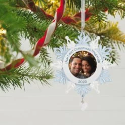 Hallmark Our First Christmas Together Snowflake 2023 Photo Frame Ornament 9 Hallmark Our First Christmas Together Snowflake 2023 Photo Frame Ornament -Hallmark Toys Shop BlueWhite Snowflake Picture Frame Keepsake Ornament 1699QGO2879 02