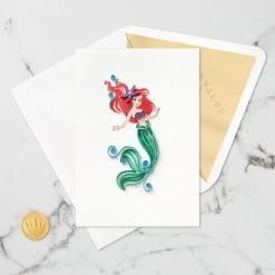 Hallmark Disney The Little Mermaid Ariel Happy Wish Quilled Paper Handmade Card -Hallmark Toys Shop Disney The Little Mermaid Ariel Quilled Paper Card 1299LAD2858 05