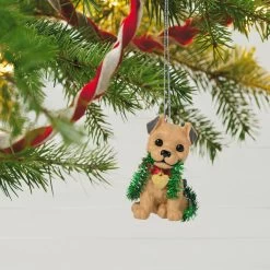 Hallmark Puppy Love Terrier 2023 Ornament -Hallmark Toys Shop Dog With Tinsel Keepsake Ornament 1599QXR8177 02
