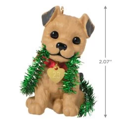 Hallmark Puppy Love Terrier 2023 Ornament -Hallmark Toys Shop Dog With Tinsel Keepsake Ornament 1599QXR8177 03