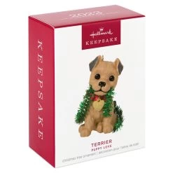 Hallmark Puppy Love Terrier 2023 Ornament -Hallmark Toys Shop Dog With Tinsel Keepsake Ornament 1599QXR8177 04