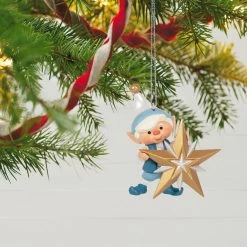 Hallmark North Pole Tree Trimmers Special Edition Ornament -Hallmark Toys Shop Elf Trimming the Tree Keepsake Ornament 1999QGO2809 02