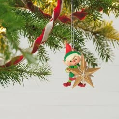 Hallmark North Pole Tree Trimmers Ornament -Hallmark Toys Shop Elf With Christmas Tree Keepsake Ornament 1799QXR8069 02