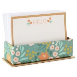 Hallmark Ivory Floral Flat Note Cards In Caddy, Box Of 40