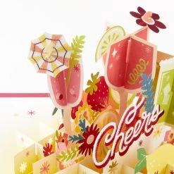 Hallmark Here's To You Cocktail Toast 3D Pop-Up Card -Hallmark Toys Shop Fruit Cocktail Drinks Celebration 3D PopUp Card for Her 1299LAD2897 05