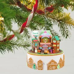 Hallmark Gingerbread Village Musical Ornament With Light And Motion -Hallmark Toys Shop Gingerbread Village With Train Keepsake Ornament 6499QGO2687 02