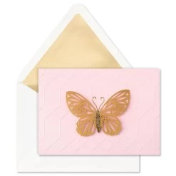 Hallmark Gold Butterfly On Pink Blank Note Cards, Box Of 8 -Hallmark Toys Shop Gold Butterfly on Pink Blank Note Cards 1499CNT1125 02