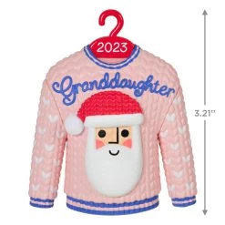 Hallmark Granddaughter Christmas Sweater 2023 Ornament -Hallmark Toys Shop Granddaughter Santa Sweater 2023 Keepsake Ornament 1399QGO2549 03