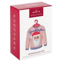 Hallmark Granddaughter Christmas Sweater 2023 Ornament -Hallmark Toys Shop Granddaughter Santa Sweater 2023 Keepsake Ornament 1399QGO2549 04