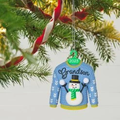 Hallmark Grandson Christmas Sweater 2023 Ornament -Hallmark Toys Shop Grandson Snowman Sweater 2023 Keepsake Ornament 1399QGO2557 02
