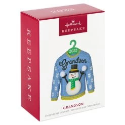 Hallmark Grandson Christmas Sweater 2023 Ornament -Hallmark Toys Shop Grandson Snowman Sweater 2023 Keepsake Ornament 1399QGO2557 04