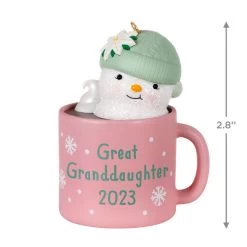 Hallmark Great-Granddaughter Hot Cocoa Mug 2023 Ornament -Hallmark Toys Shop GreatGranddaughter Snowman in Mug Keepsake Ornament 1399QGO2559 03