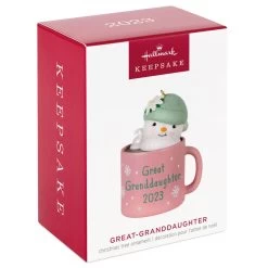 Hallmark Great-Granddaughter Hot Cocoa Mug 2023 Ornament -Hallmark Toys Shop GreatGranddaughter Snowman in Mug Keepsake Ornament 1399QGO2559 04