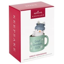 Hallmark Great-Grandson Hot Cocoa Mug 2023 Ornament -Hallmark Toys Shop GreatGrandson Snowman in Mug Keepsake Ornament 1399QGO2567 04