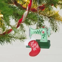 Hallmark Sew Very Merry! Ornament -Hallmark Toys Shop Green Sewing Machine and Stocking Keepsake Ornament 1799QGO2927 02