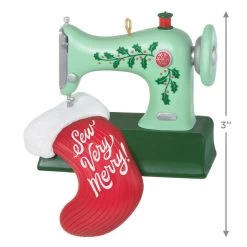 Hallmark Sew Very Merry! Ornament -Hallmark Toys Shop Green Sewing Machine and Stocking Keepsake Ornament 1799QGO2927 03