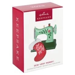 Hallmark Sew Very Merry! Ornament -Hallmark Toys Shop Green Sewing Machine and Stocking Keepsake Ornament 1799QGO2927 04