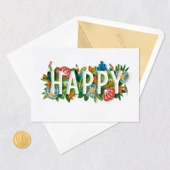Hallmark Floral Happy Quilled Paper Handmade Birthday Card -Hallmark Toys Shop Happy and Flowers Quilled Paper Birthday Card for Her 1299LAD2728 05