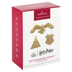 Hallmark Mini Harry Potter™ The Wizarding World™ Metal Ornaments, Set Of 3 -Hallmark Toys Shop Hogwarts Crest Owl Deathly Hallows Keepsake Ornaments 2199QXM9249 06