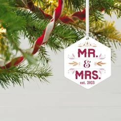 Hallmark Mr. & Mrs. Personalized Text Metal Ornament -Hallmark Toys Shop Mr. Mrs. Personalized Christmas Ornament 1OFM1002B3 02