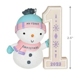 Hallmark My First Christmas Snowman 2023 Ornament 10 Hallmark My First Christmas Snowman 2023 Ornament -Hallmark Toys Shop My 1st Christmas Snowman Keepsake Ornament 1699QGO2739 03