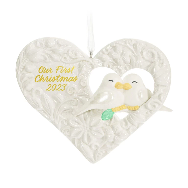 Hallmark Our First Christmas Birds In Heart 2023 Porcelain Ornament 3 Hallmark Our First Christmas Birds In Heart 2023 Porcelain Ornament