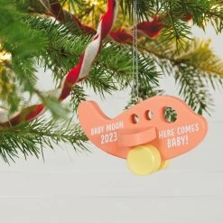 Hallmark Our Babymoon 2023 Wood Ornament 9 Hallmark Our Babymoon 2023 Wood Ornament -Hallmark Toys Shop Our Babymoon Wood Airplane Keepsake Ornament 1999QHX3099 02