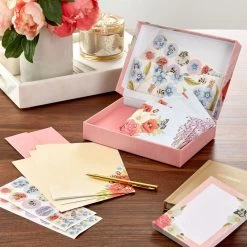 Hallmark Pink Floral Stationery Set And Desk Organizer Box -Hallmark Toys Shop Pink Floral Stationery Set and Note Cards in Box 5STZ1186 06