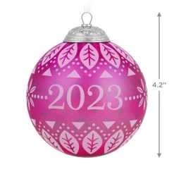 Hallmark Christmas Commemorative 2023 Glass Ball Ornament -Hallmark Toys Shop Pink Glass Ball 2023 Keepsake Ornament 2299QXR8127 03