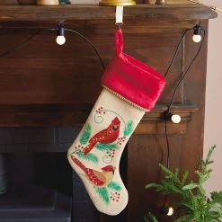 Hallmark The Beauty Of Birds Stocking -Hallmark Toys Shop RedWhite Birds and Holly Keepsake Stocking 1QSB6309 02