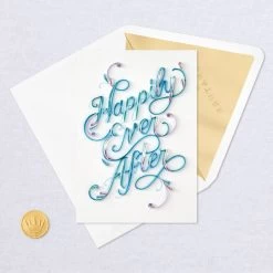 Hallmark Happily Ever After Quilled Paper Handmade Wedding Card -Hallmark Toys Shop Script Letters Quilled Paper Handmade Wedding Card 1299LAD9615 05