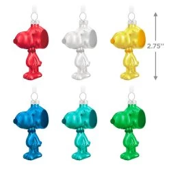 Hallmark The Peanuts® Gang Snoopy Glass Ornaments, Set Of 6 -Hallmark Toys Shop Set of 6 Colored Glass Snoopy Keepsake Ornaments 2499QSB6329 03