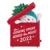 Hallmark Smiles Across The Miles 2023 Recordable Sound Ornament -Hallmark Toys Shop Snowman in Red Present Keepsake Ornament 2499QGO2619 01