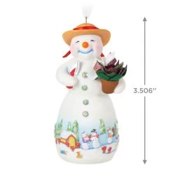 Hallmark Snowtop Lodge Terran S. Gardner Porcelain Ornament -Hallmark Toys Shop Snowman with Flower Pot Keepsake Ornament 2299QXR8119 03