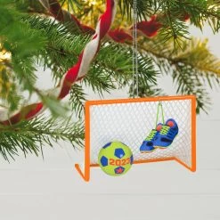 Hallmark Soccer Star 2023 Ornament -Hallmark Toys Shop Soccer Goal Shoes and Ball Keepsake Ornament 1399QGO2689 02