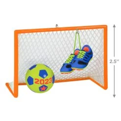 Hallmark Soccer Star 2023 Ornament -Hallmark Toys Shop Soccer Goal Shoes and Ball Keepsake Ornament 1399QGO2689 03