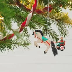 Hallmark A Pony For Christmas 2023 Ornament -Hallmark Toys Shop Teddy Bear in Horse Chariot Keepsake Ornament 1799QXR8039 02