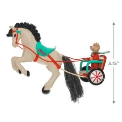Hallmark A Pony For Christmas 2023 Ornament -Hallmark Toys Shop Teddy Bear in Horse Chariot Keepsake Ornament 1799QXR8039 03