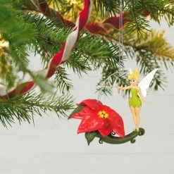 Hallmark Disney Tinker Bell Pixie-Dusted Poinsettia Ornament -Hallmark Toys Shop Tinker Bell on Flower Keepsake Ornament 2099QXD6637 02