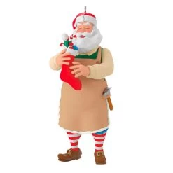 Hallmark Toymaker Santa Surprise Mystery Ornament -Hallmark Toys Shop Toymaker Santa Holding Stocking Keepsake Ornament 1999QGO2967 02