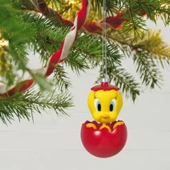 Hallmark Looney Tunes™ Tweety™ Chwistmas Surprise Ornament -Hallmark Toys Shop Tweety Bird in Red Ball Keepsake Ornament 1899QXI6047 02
